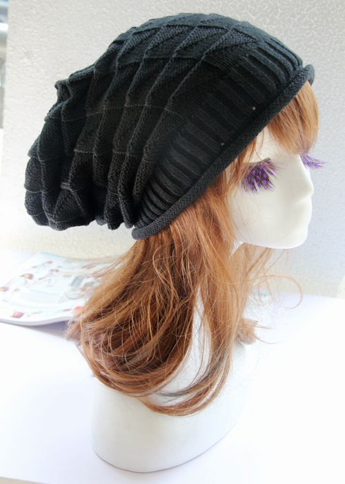 Chapeau Triangle en laine pour fille, en treillis de diamant, Style coréen, automne et hiver: Black