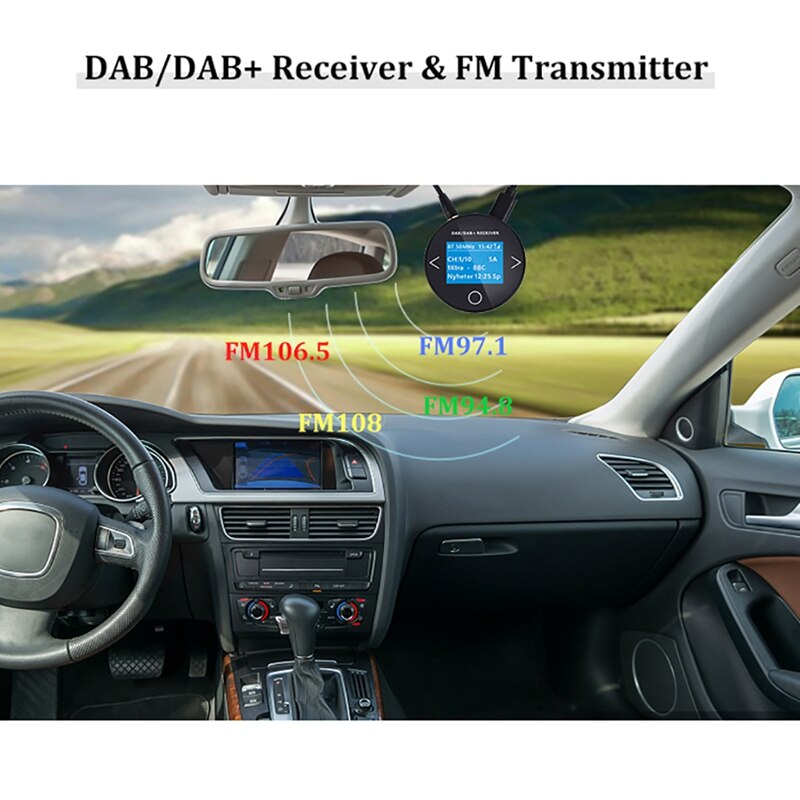 Bil ratt fjernkontroll knapp dab radio adapter bærbar dab digital radio fm sender musikk mottaker
