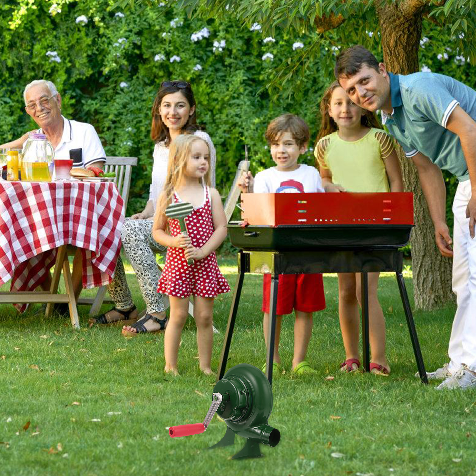Handblazer Draagbare vuurlucht voor grill Open haard Kachel Held ijzer Camping Barbecueventilator