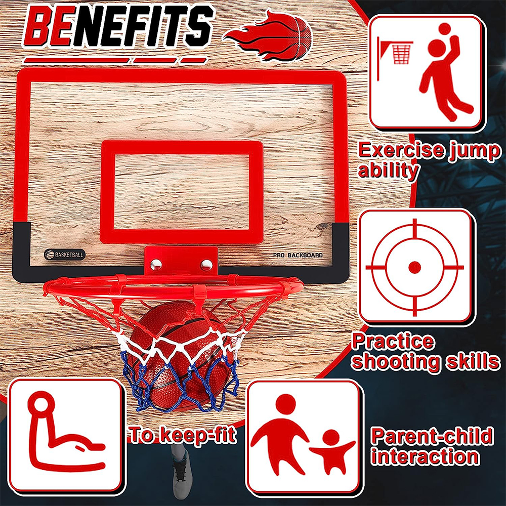 Mini aro de baloncesto para interiores, conjunto de aro de ejercicio para el hogar, soporte de marco de pared, elevación para adolescentes, cesta de puerta, tablero colgante, juego de habitación