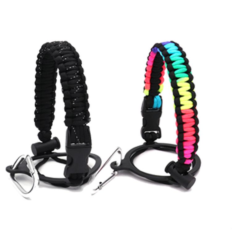 Hydro Flask Paracord Handle Strap With Safety Ring And Carabiner Coffee Bottle For Outdoor Skiing Camping Riding Lid Strap