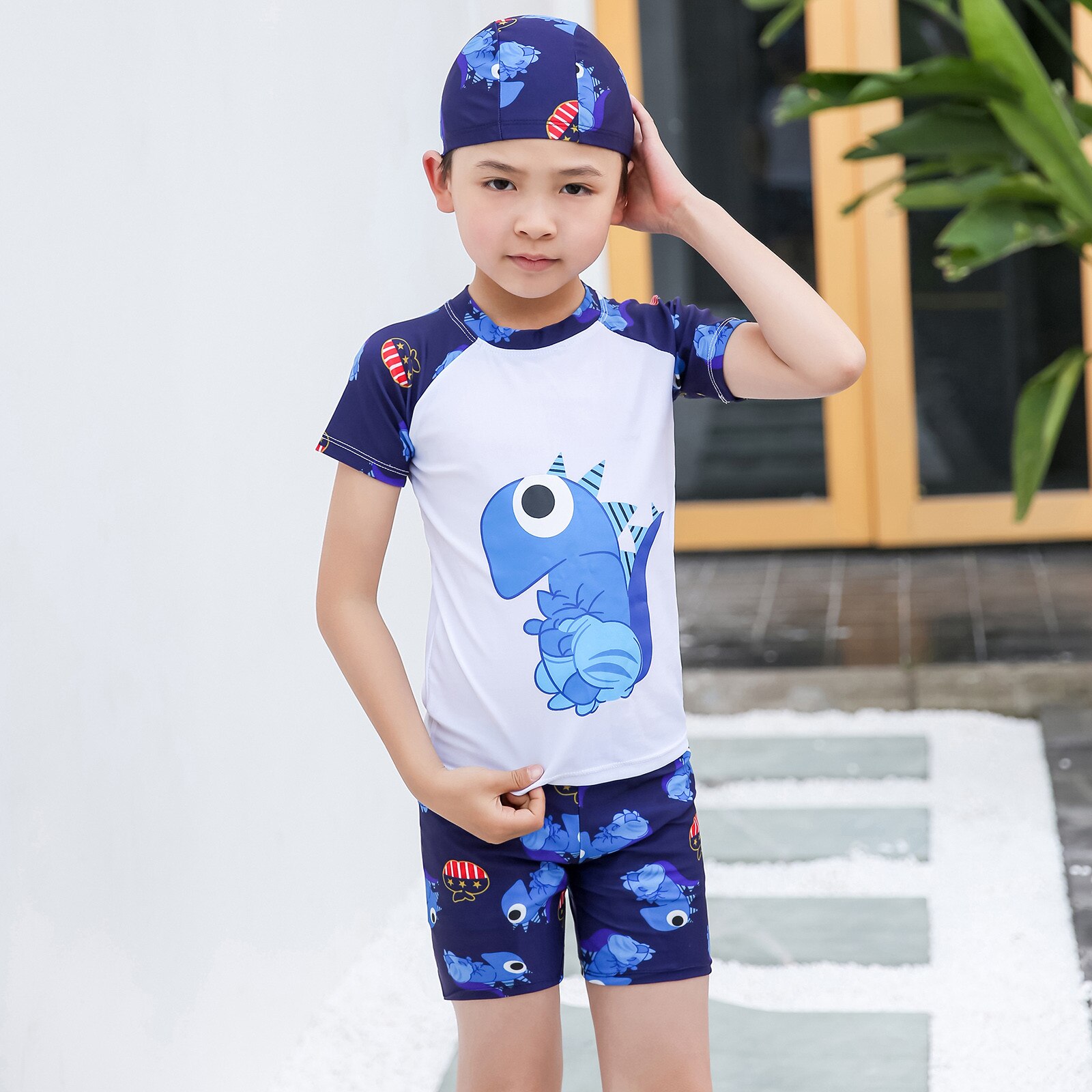 Kids Badpakken Badpak Kids Baby Boy Korte Mouw Badmode Kind Strand Kleding Voor Kinderen Dinosaurus Zwemmen Pak