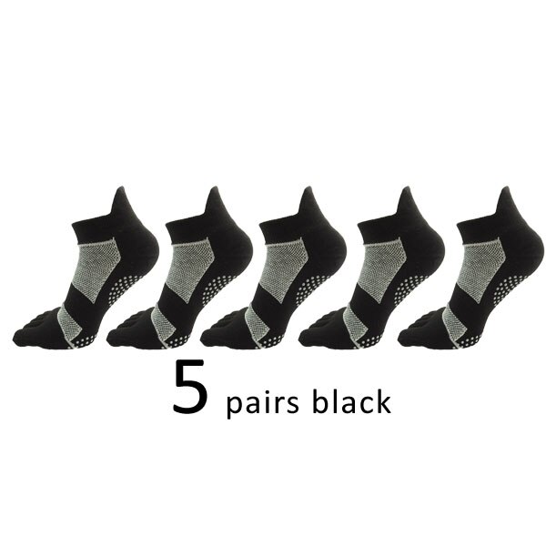 Whlyz Yw 5 Paren/partij Katoen Vijf Vingers Sokken Antislip Ademend Aparte Tenen Verminderen Bacteriële Groei Sokken Met tenen Zwart: Black