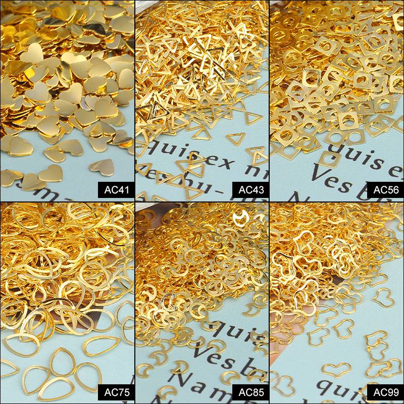 Azure Beauty Uitverkoop Metal Gold Nail Art Gel Polish Decoratie Kleine Onregelmatige Klinknagels Manicure 3D Nail Art Decoratie