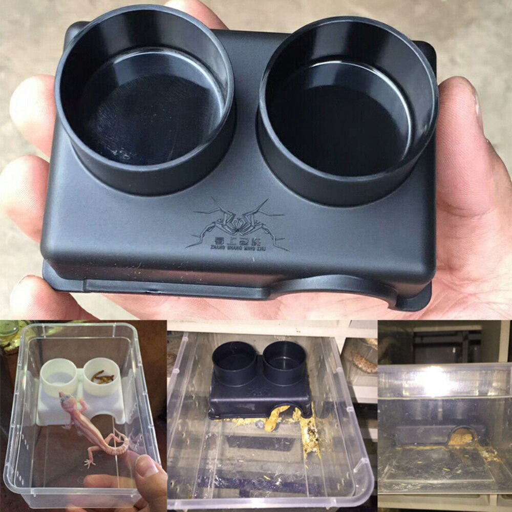 Cuenco de plástico para reptiles, tres en uno, para evitar el agua, tazón de comida para arañas, 1 ud.: Default Title