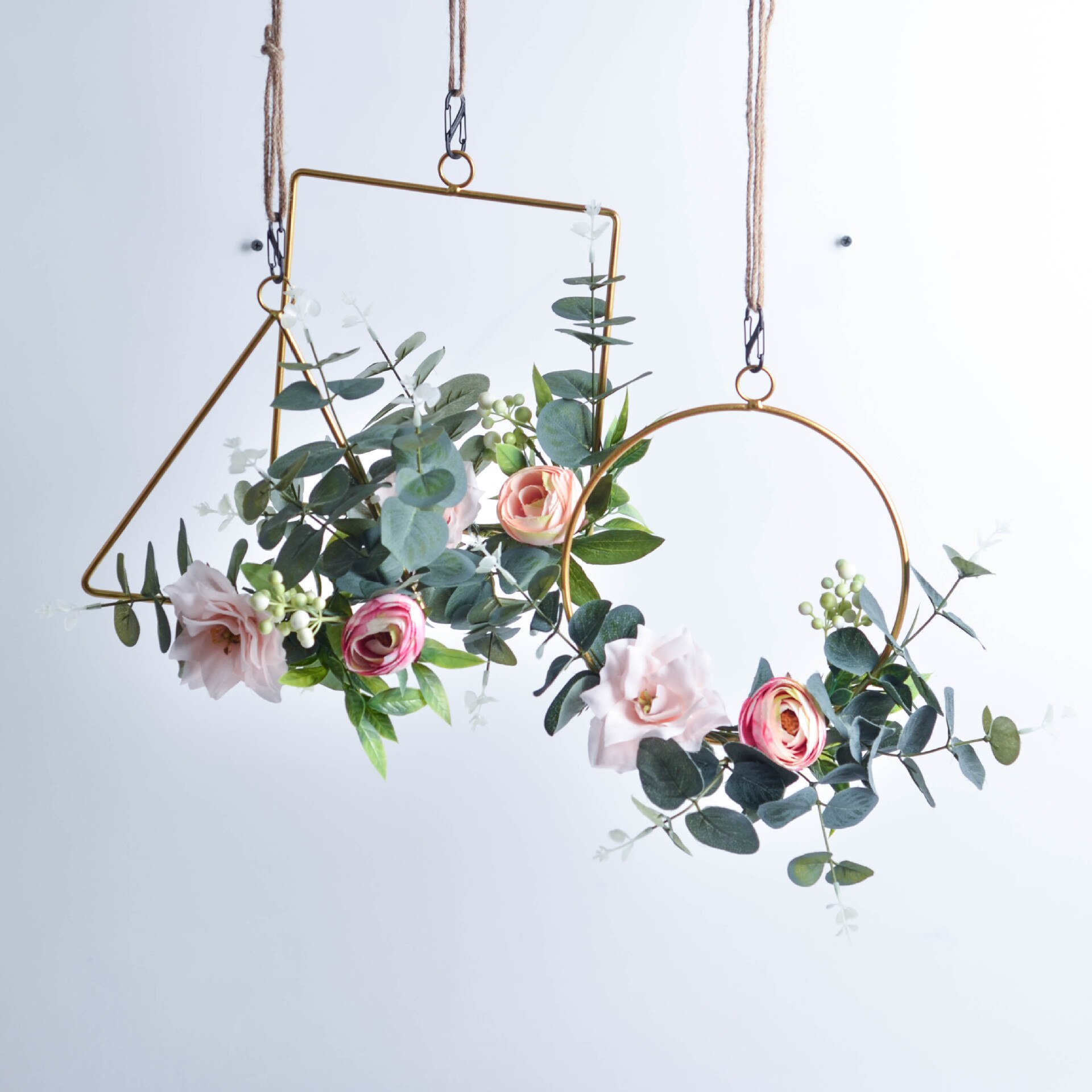 Guld jern metal ring krans krans blomsterkrans bryllup dekoration brud blomster bøjle indretning bondehus dør vægdekoration