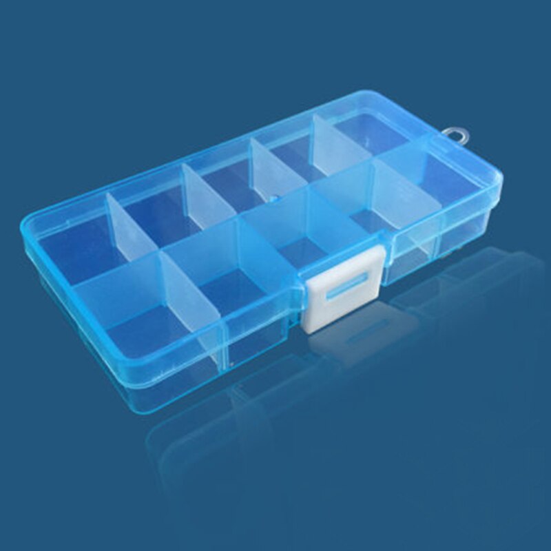 10 Slots Cells Colorful Portable Jewelry Tool Storage Box Container Ring Electronic Parts Screw Beads Organizer Plastic Case: Silver