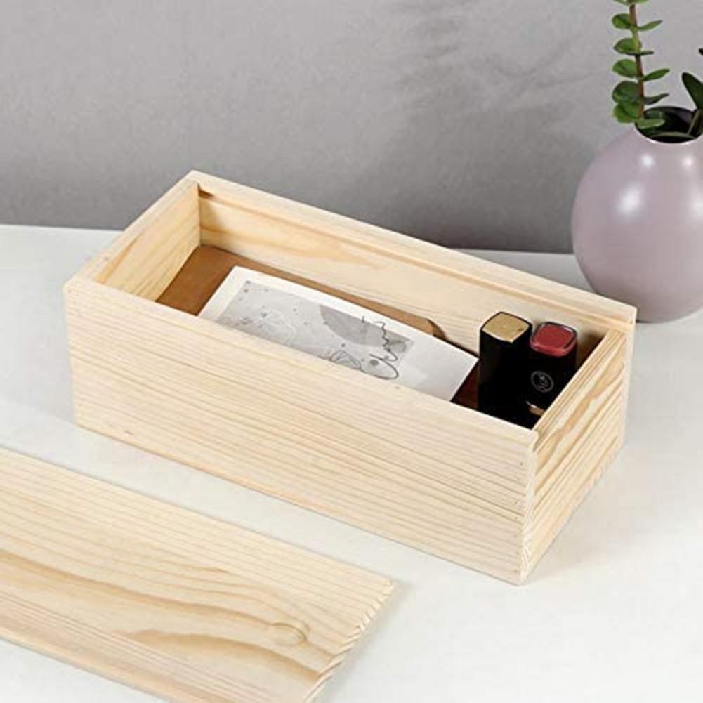 Caja de almacenamiento con tapa de cajón de madera Natural duradera, contenedor de almacenamiento hecho a mano, solución de almacenamiento de textura delicada y versátil