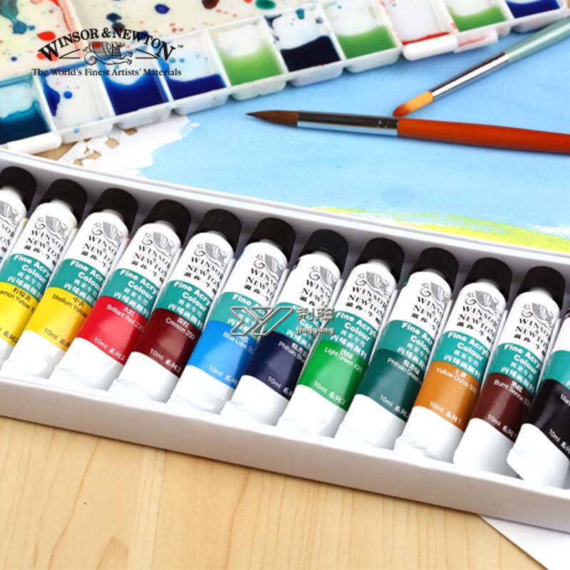 Winsor &amp; Newton 24/18/12 Kleur 10Ml Acryl Pigment Set Stof Textiel Verf Felgekleurde Craft Verven Pigmenten