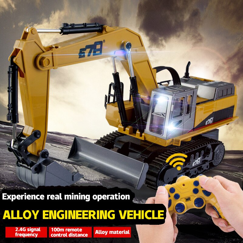 Graafmachine 14 Kanaals Simulatie 8065E Afstandsbediening Techniek Voertuig 100M Afstandsbediening Afstand 2.4G Voor Kids Crane Speelgoed