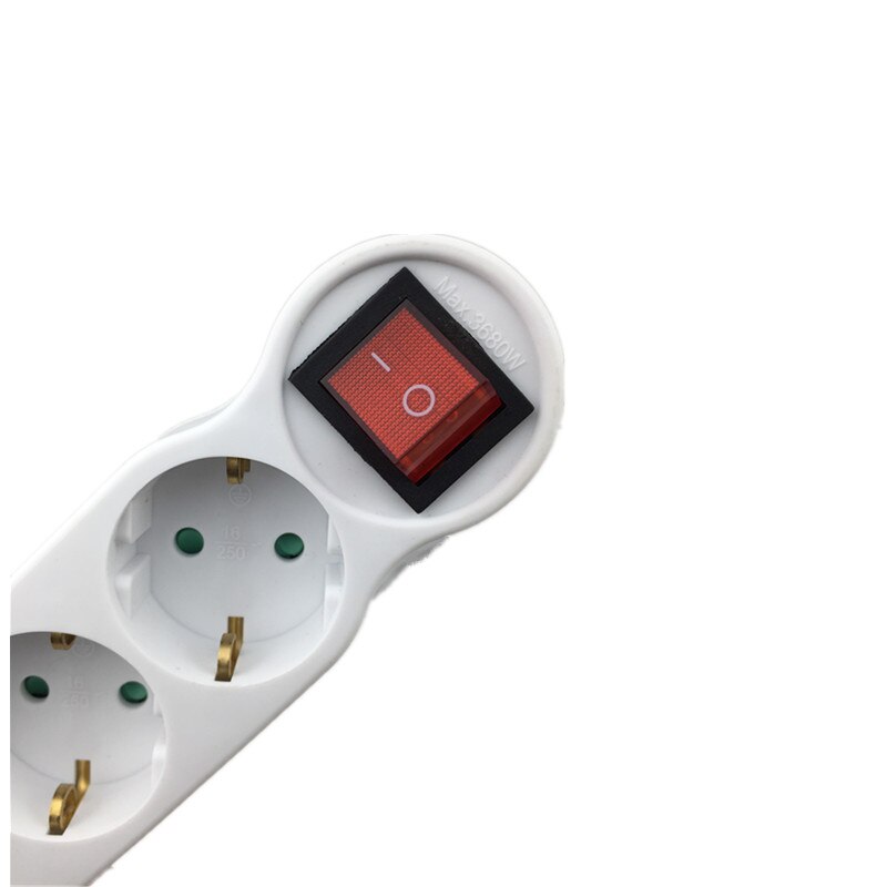 16A European Type Conversion Plug 1 TO 3 Way EU Standard Power Adapter Socket Mar28