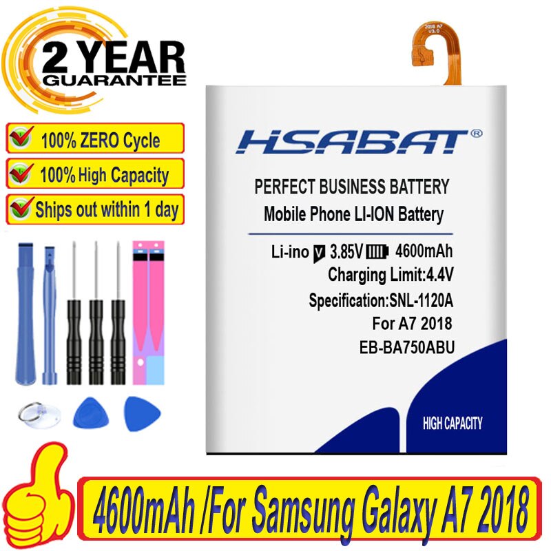 Hsabat-bateria 100% original para samsung galaxy, versão a7, 4900, a730x, a750