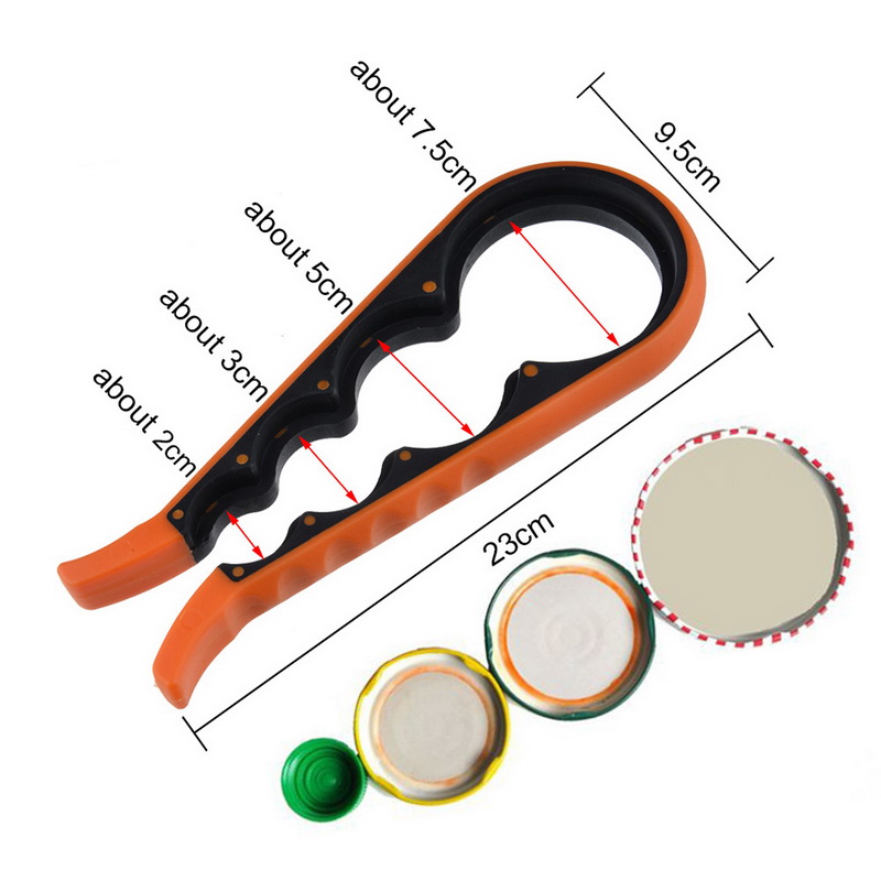 Multifunctionele 4 In 1 Blikopener Anti-Slip Deksel Schroef Jam Flesopener Handleiding Twist Cap Fles launcher Opener Keuken Gadget