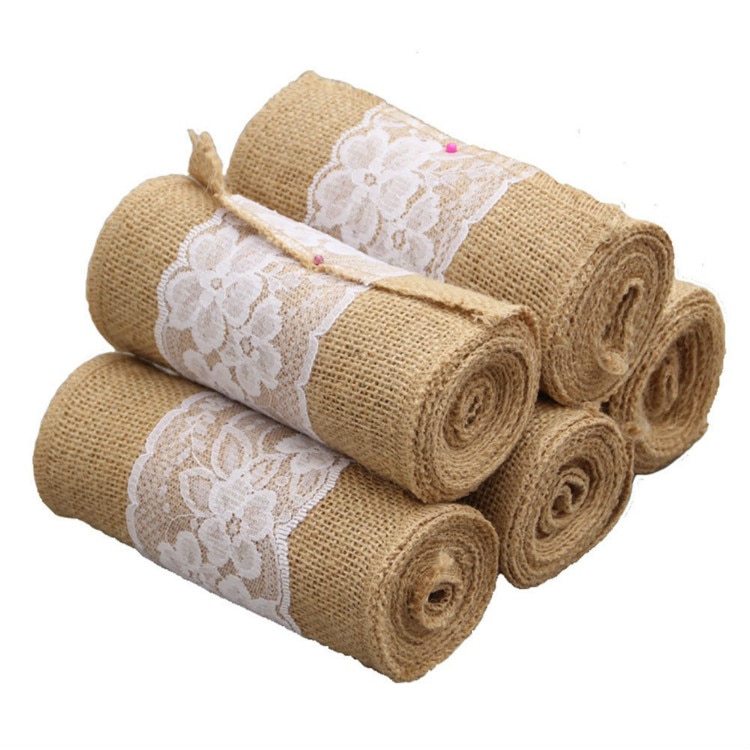 Burlap Lace Sash Set Burlap Table Runner Chair Sash Table Sashes Bows Party Decoration for Rustic Wedding Centerpieces and Brida