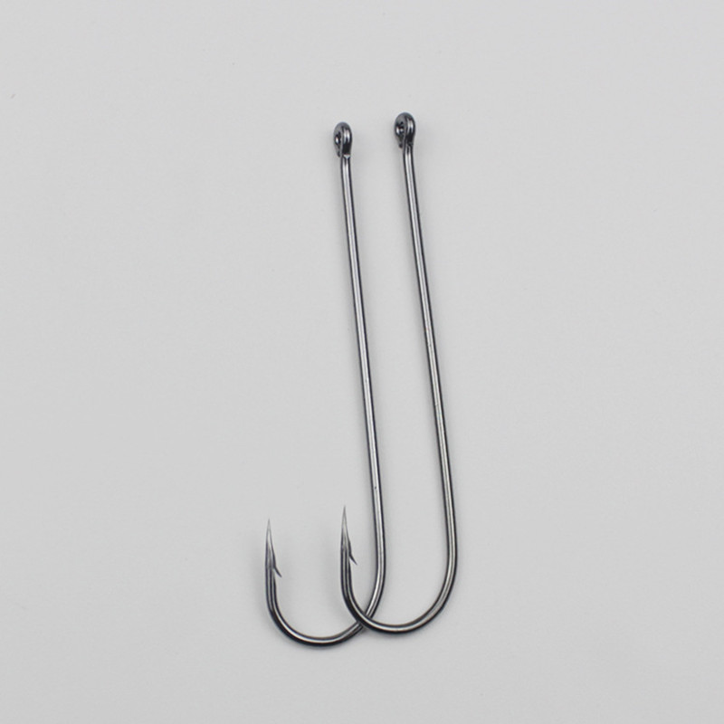 Carlisle bulk long handle hook with extra long tube pay sea fishing hook with barb oblique mouth eel, mackerel, pomfret hook