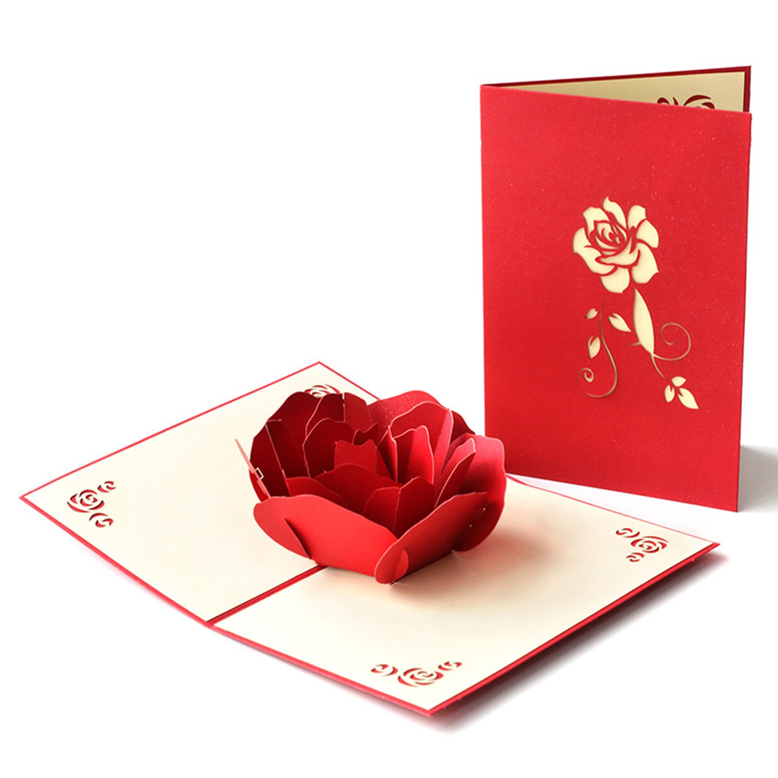 3D Pop-Up Cards Flowers Birthday Card Anniversary Postcard Heart Wedding Invitations Greeting Cards For Valentine's Day