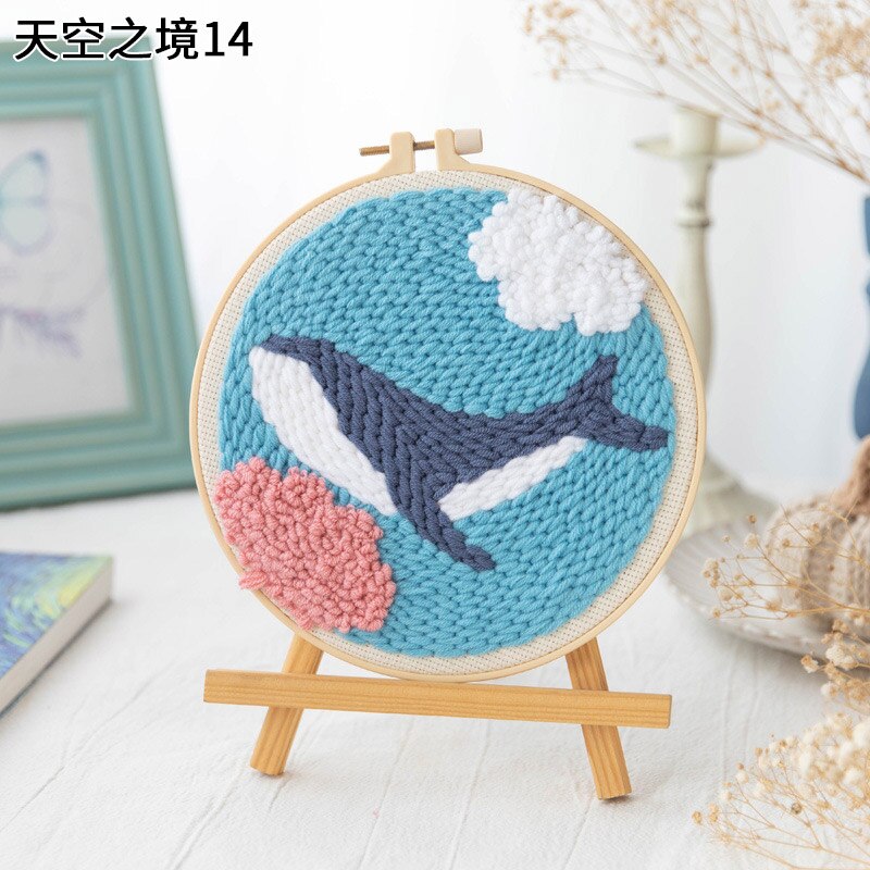 Kit de broderie pour débutants, matériel de bricolage , paquet de matériel de broderie, Kit de poinçons à l'aiguille, fournitures de broderie artisanale: Sky14