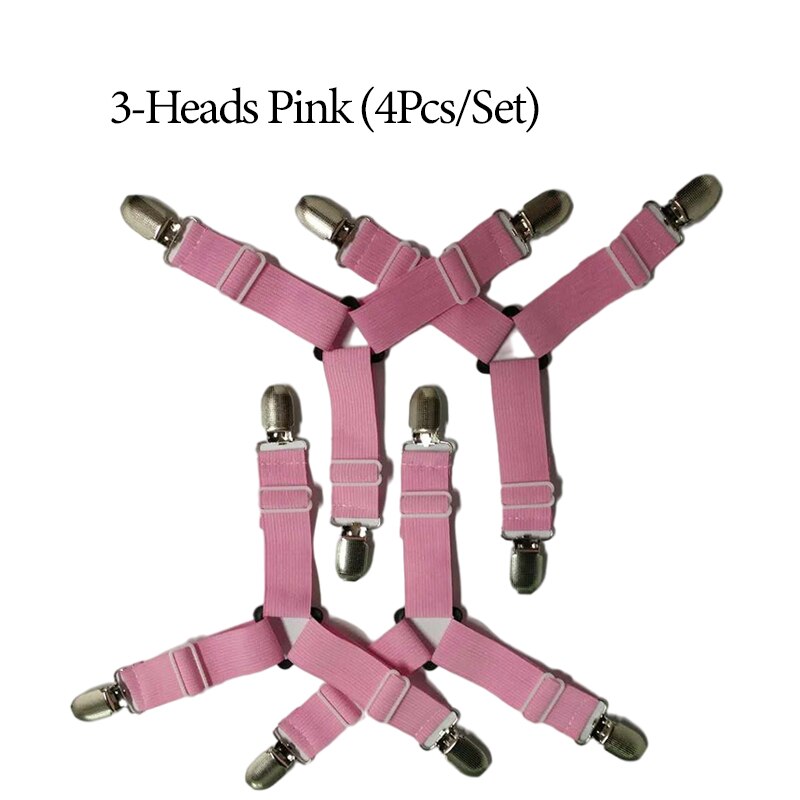 12 grampos de folha de cama elástica prendedor de cinto cinta antiderrapante colchão clip fixadores capa cobertores prendedores organizar gadget: 3 Heads-Pink