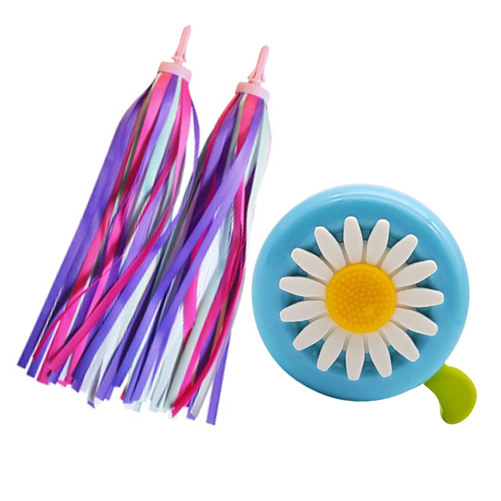 2 Pack Kid's Rainbow Scooter Handlebar Streamers And 1 Pack Kids Bike Bell #D
