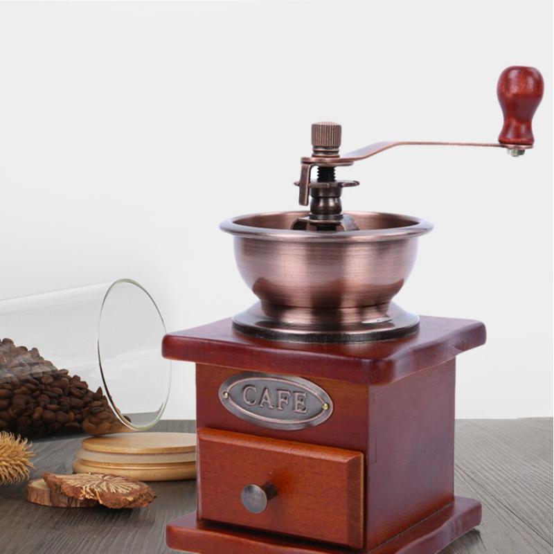 Handmatige koffiemolen koffiebonenmolen vintage stijl houten handmolen koffiemolenrol voor thuiskantoor