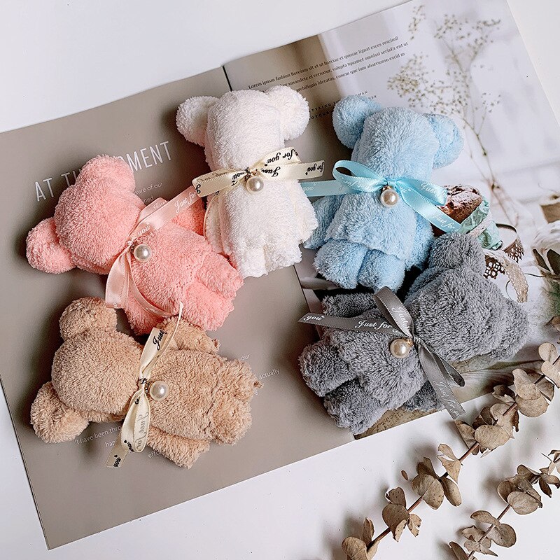 30x30cm Corail Velours Ours Petite Serviette Absorbant Corail Polaire Visage Petite Serviette D'affaires De Mariage De Serviettes De Bain