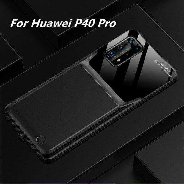 6000Mah Externe Batterij Oplader Gevallen Voor Huawei P40 Pro Power Bank Batterij Opladen Cover Voor Huawei P40 Pro + batterij Case: Black For P40 Pro