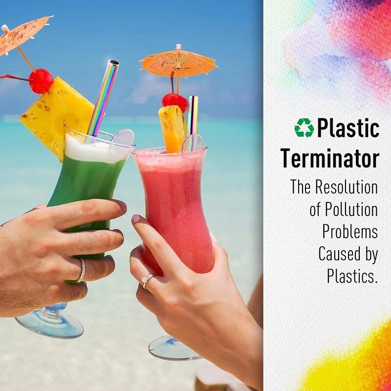Pajitas de Metal Grandes para Batidos, Tubo de Acero Inoxidable 304, Respetuoso con el Medio Ambiente, Reutilizable, Accesorio de Consumo para Bar