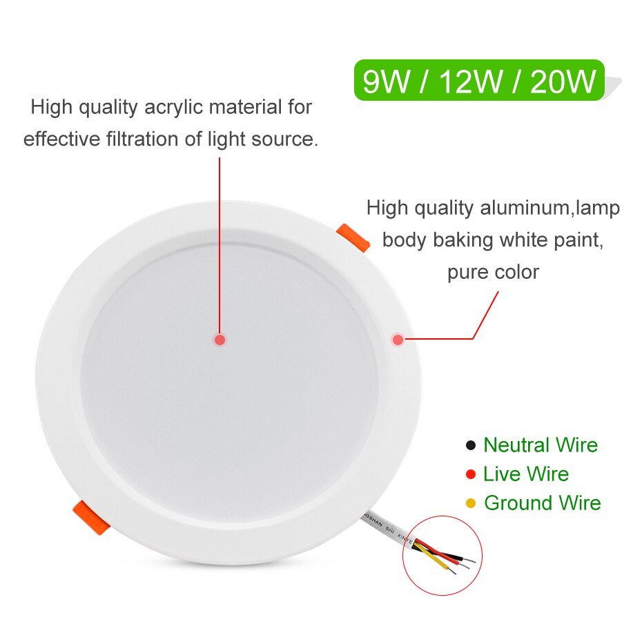 LED Downlight 3W 5W 9W 12W 20W Round Spot Led Recessed Lamp 220V 230V 240V Bedroom Kitchen Indoor LED Spot Lighting