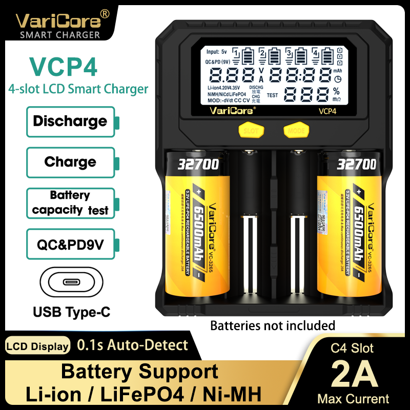 VCR4/VCP4 erkennt intelligent sterben Batterietypen und unterstützt gemischte beladen verschiedener Arten von wiederaufladbaren Batterien
