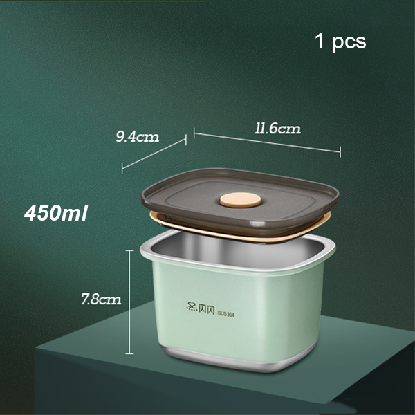 Stainless Steel Food Storage Container Set Vacuum Food Box Portable Leak-proof Food Storage Containers Camping Food Container: 450ml