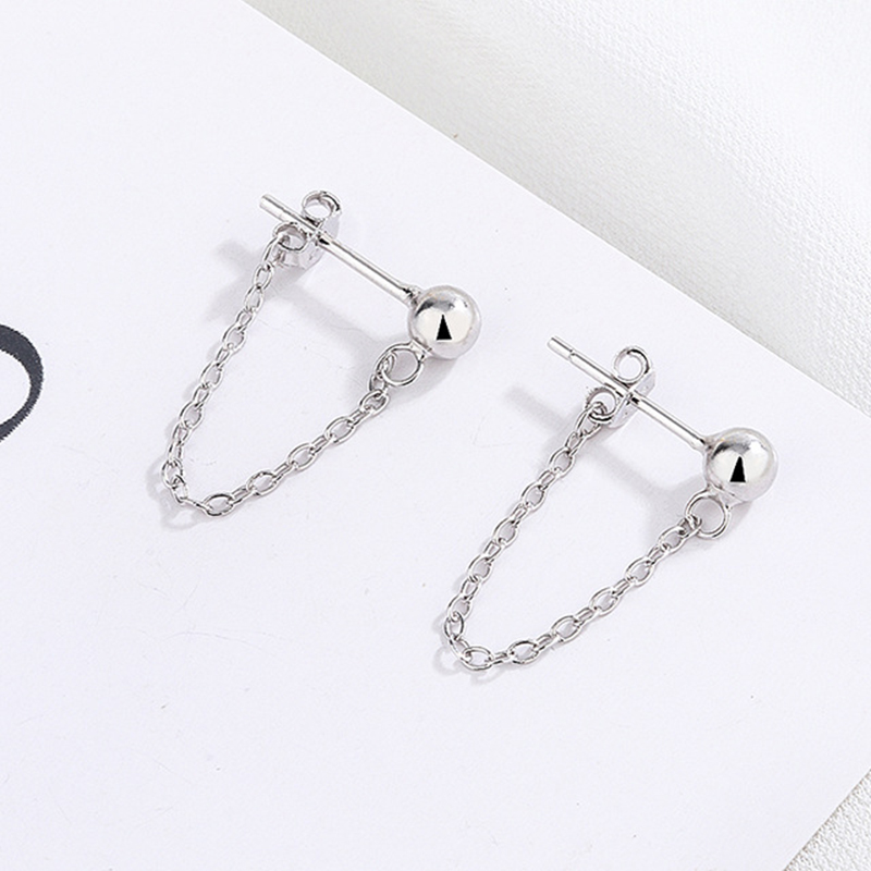 Luxe Kleine Bal Chain Stud Oorbellen Rvs Hiphop Oor Sieraden Hip Hop Rock Vrouwen Mannen Kleine Ballen Oorbel Accessoires