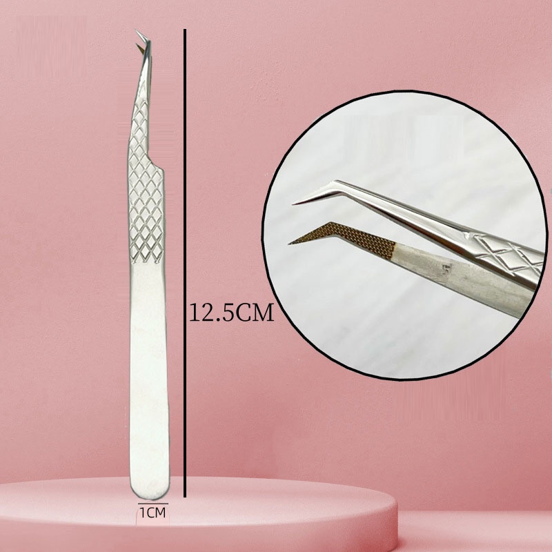 Pinzas para pestañas postizas con punta de fibra nanométrica para extensión de pestañas, Mega volumen, punta cerrada perfecta, aislamiento de bota, herramientas de maquillaje para artistas: Marrón