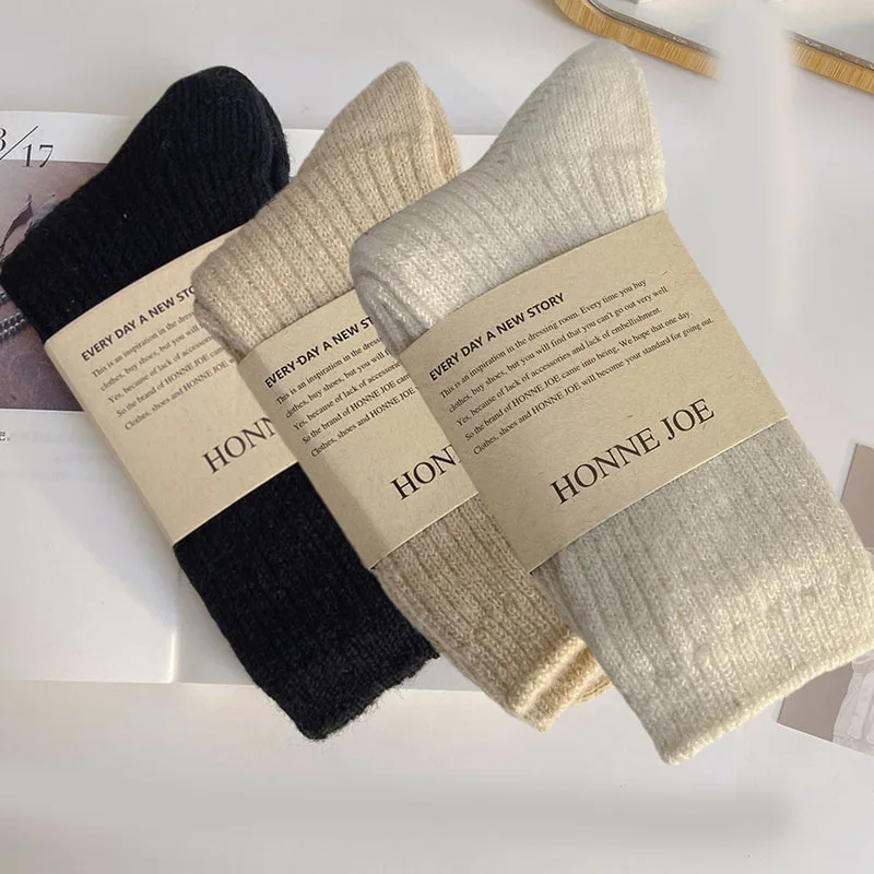 1/3 pares de Calcetines largos térmicos de lana y Cachemira para Mujer, ropa de casa para dormir, Calcetines gruesos y cálidos para Otoño e Invierno, Calcetines para Mujer: Morado