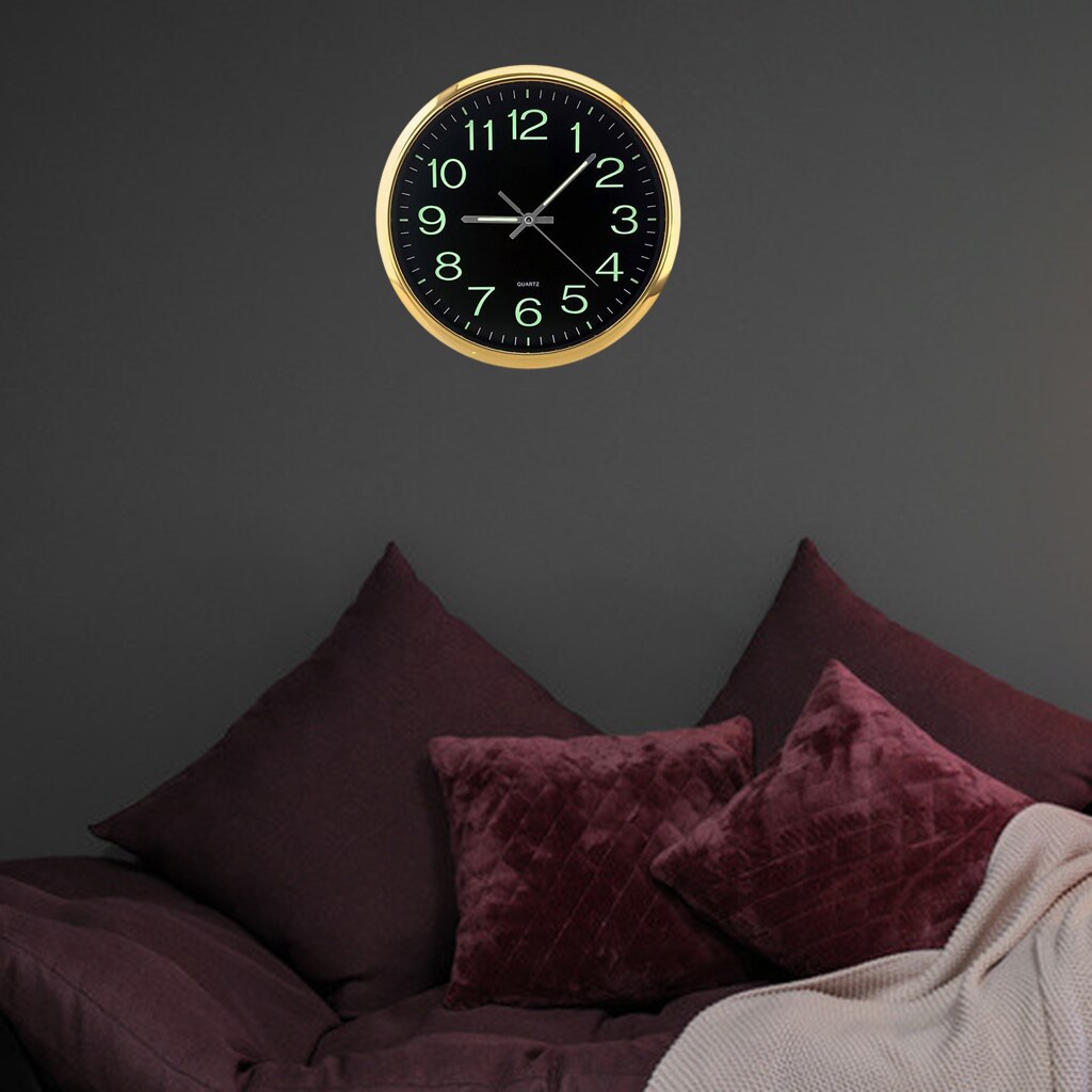 Grande horloge murale lumineuse moderne de 12 pouces, avec veilleuse, décor sans tic-tac