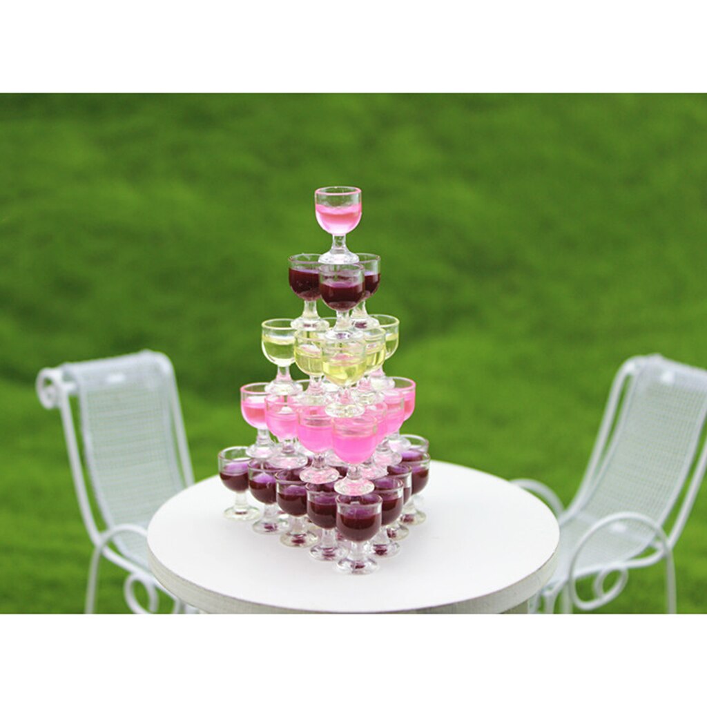 Set of 10 Pieces Miniature Champagne Cup Wine Glasses Dollhouse Foods Groceries Kitchen Fairy Garden Decorations