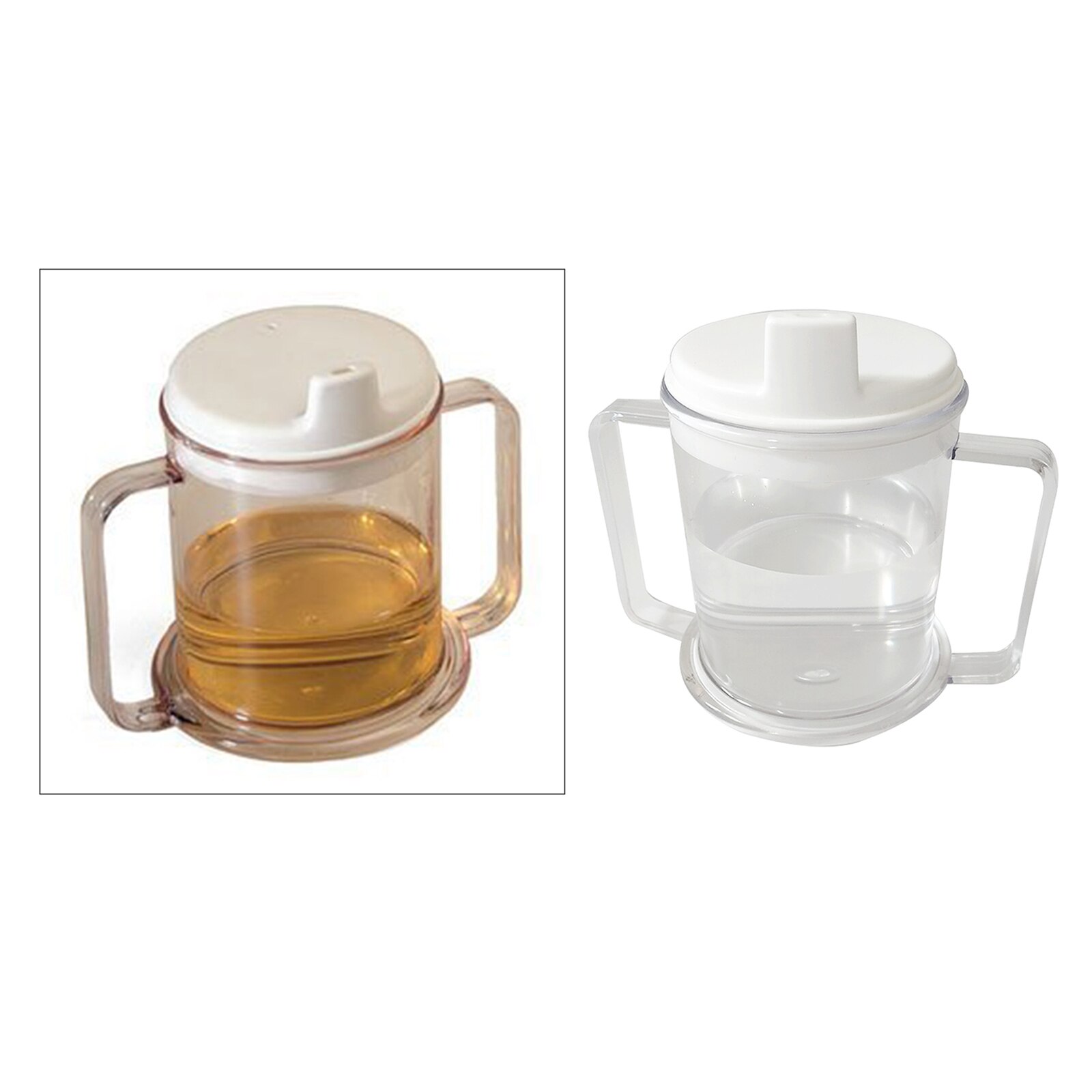 Double Handles Plastic Clear Mug Lightweight Drinking Cup Anti-Spill Sippy Cup