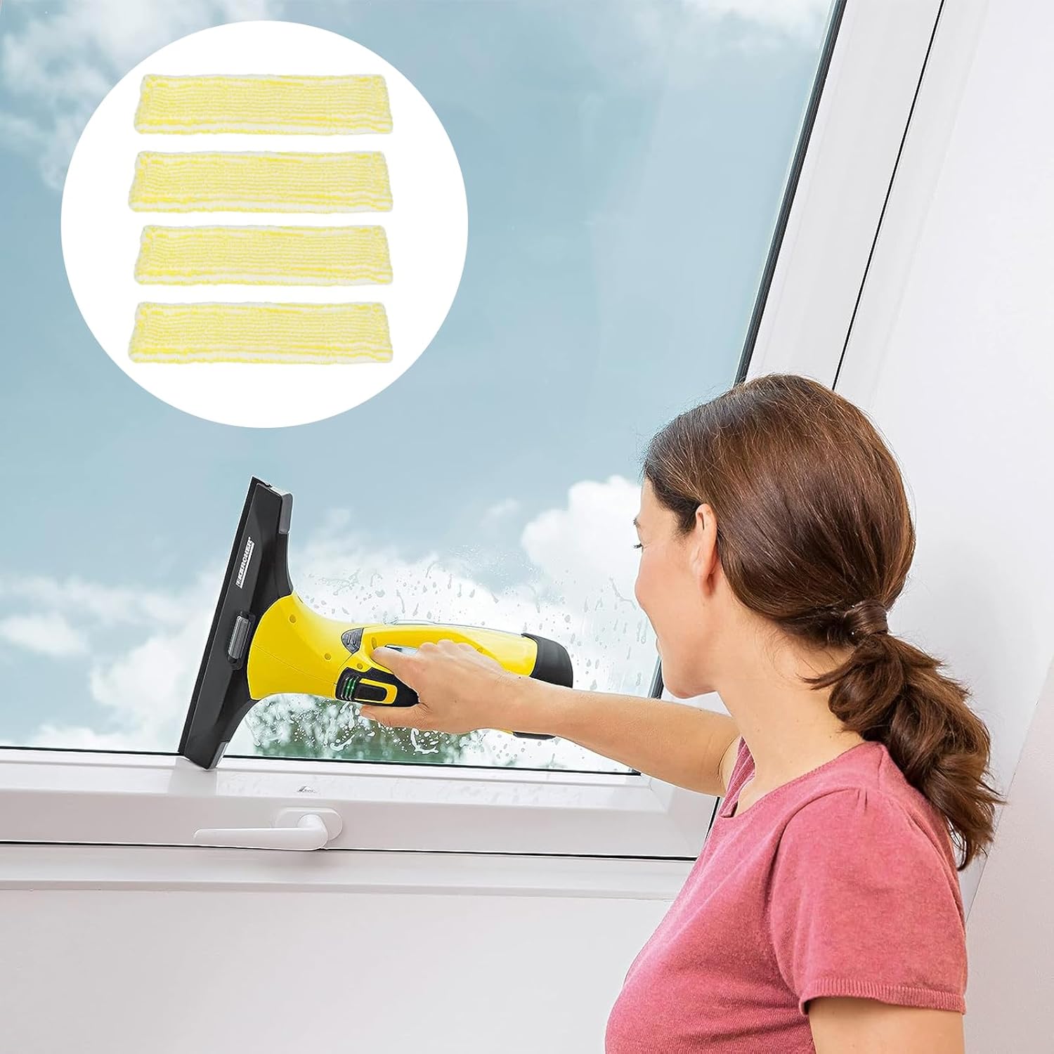 Chiffons de Nettoyage en Microfibre pour Karcher Bonnette Microfibre Lingette pour Lave Vitre Karcher WV2 WV5 WV6 Plus Premium pour Nettoyeur Vitre Aspirateur de Fenêtre Accessoires
