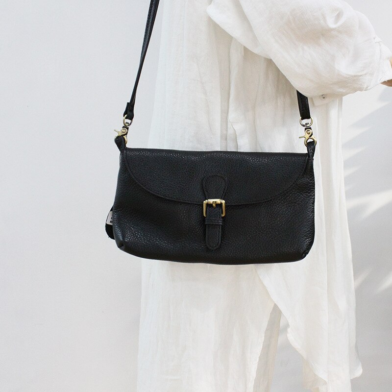 Koreaanse Versie Van Gangfeng Zachte Lederen Schoudertas: 20597-2 Black