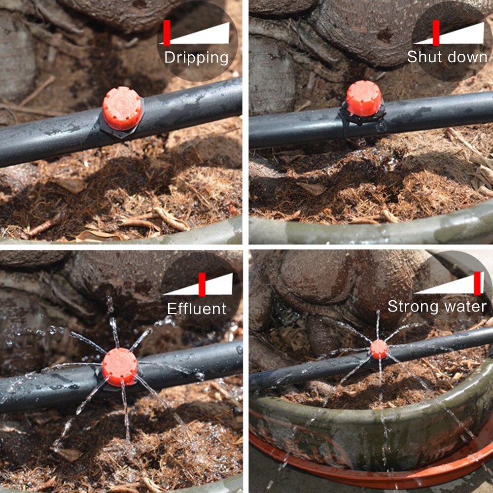 50PCS Eight-hole Emitter Dripper Water Flow Micro Sprinkler Dripper Red Drip Garden Irrigation Watering Anti-clogging Emitters