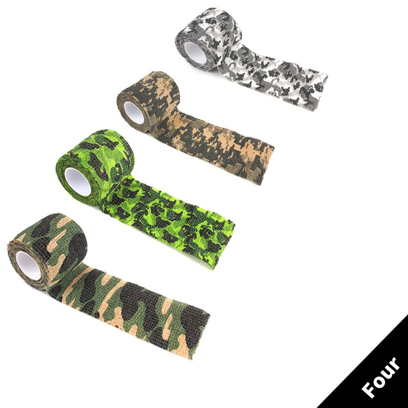 1 rulle udendørs camouflage tape tilbagetrækkelig plastik tilbagetrækkelig non-woven tape selvklæbende stealth huntingtape genanvendelig