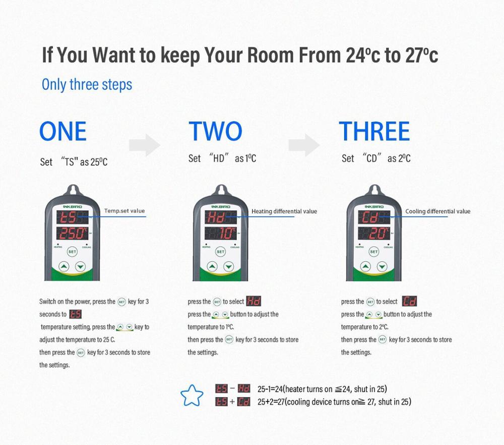 Inkbird Digital Thermostat Temperature Controller Heating Cooling Control Instrument ITC-308S 30CM Probe for Incubator Brewing