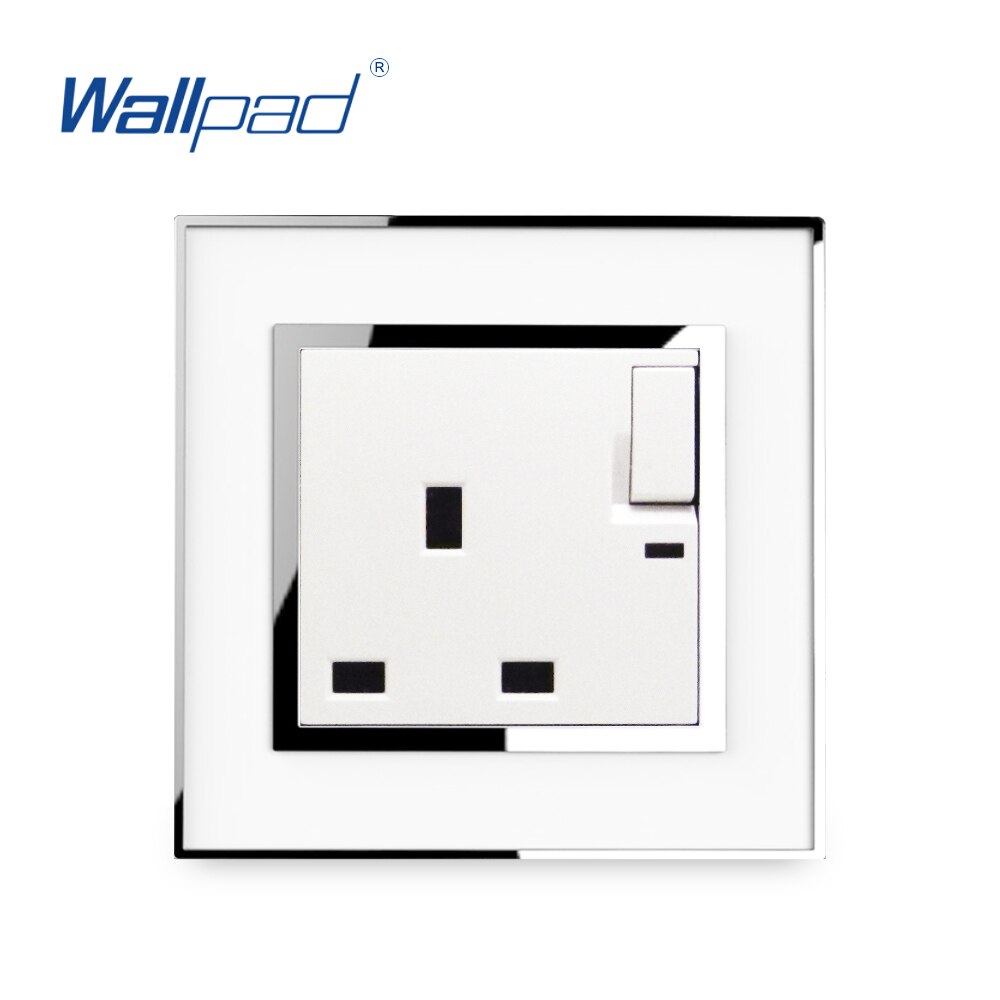 UK prise électrique 13A avec interrupteur | Boîtier mural, luxe, prise électrique 13A UK, panneau acrylique, Tomada AC110 ~ 250V: White