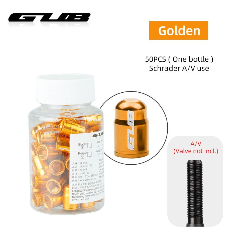 GUB 50/100 sztuk F/V/V zawór rowerowy ze stopu pokrywa Presta Schrader sutek Cap CNC obrabiane ze stopu anodowane w stylu rustykalnym darmowa: SchraderGoldenBottle