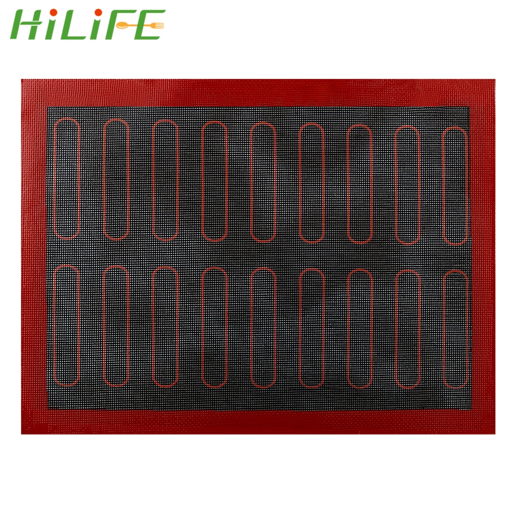 Hilife non-stick bagemåtte 40*30cm silikonemåtte ovnpladeforing til macaron cookie brød puff perforeret pad wienerbrød værktøj