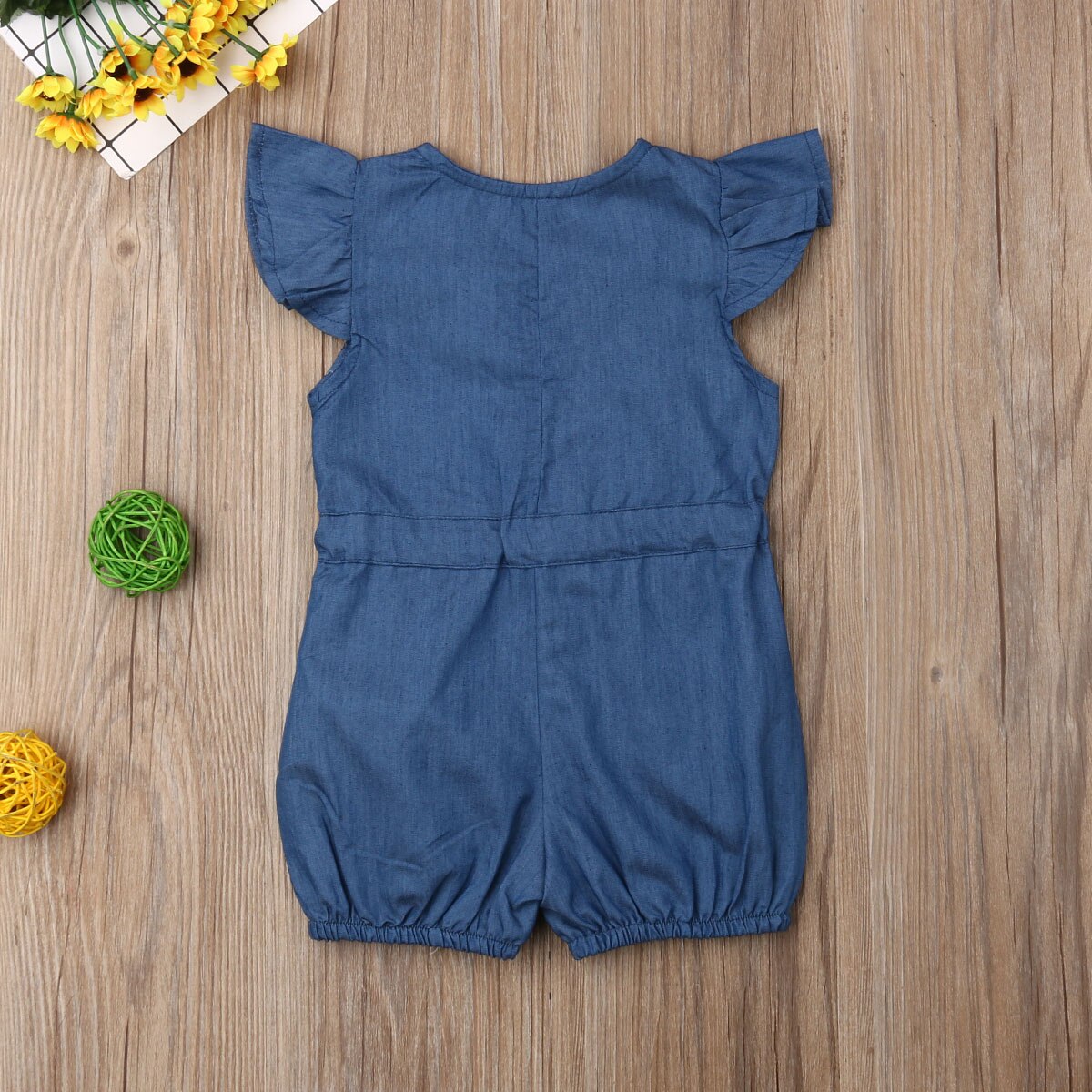 ropa de verano para niños 1-6Y bebé niña mameluco para niño mono con cinturón de manga volante Floral/traje pelele sólido ropa con cinturón