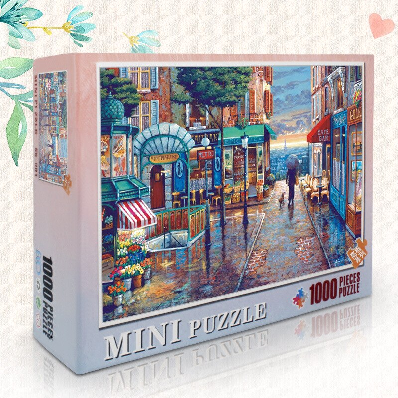 Jigsaw Puzzle 1000 Tablets Adult Super Difficult Small Mini Cartoon Animation Children'S Educational Toy Scenery Paper Relaxatio: Romantic Small Town Micro 1000 Pieces Finished Product Size  38X26cm