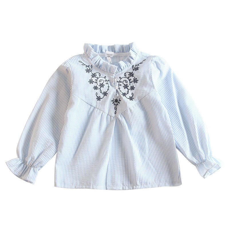 Girls White Blouse Spring Summer Teenager Lace Girls Tops School Uniforms Shirt Long-Sleeve Children Clothing 6 8 10 12