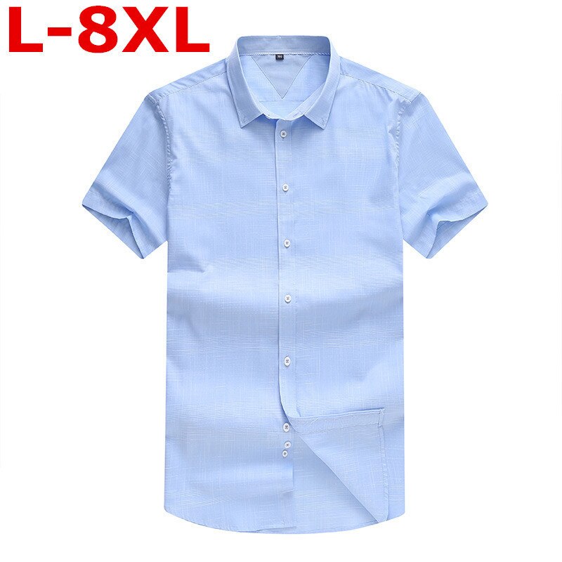 Plus Size 8XL 7XL Shirts Brand Mens Cotton Shirt short Sleeve Shirt Men's Clothing Casual Thin Dress Shirts big size