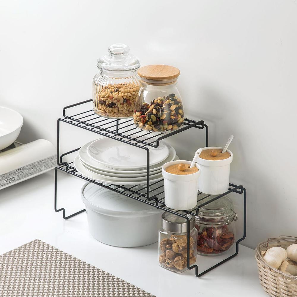 OTHERHOUSE Kitchen Storage Rack Closet Shelf Dish Drying Rack Spice Jars Seasoning Bottles Holder Shelves Kitchen Organizer