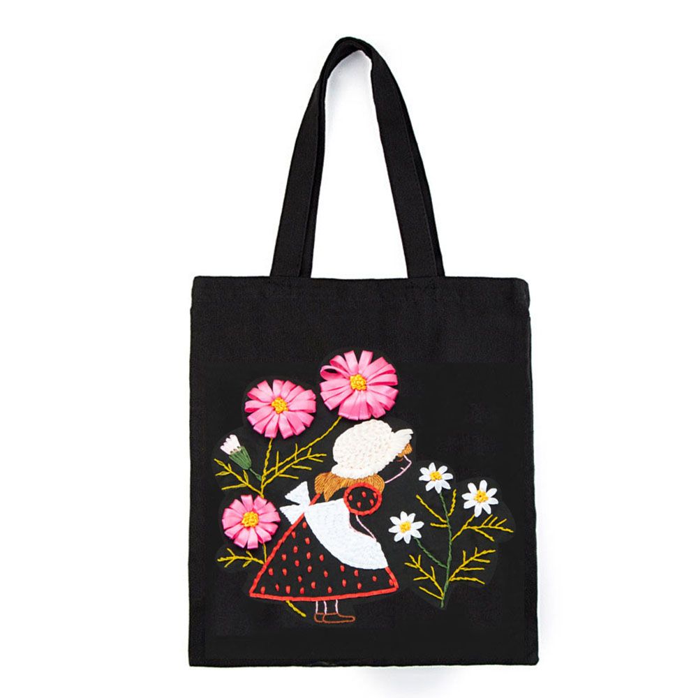 Bloem Patroon Borduurwerk Canvas Tas Diy Naaien Kruissteek Handwerk Artcraft Handtas Met Borduurwerk Hoepel Voor Beginner: 04